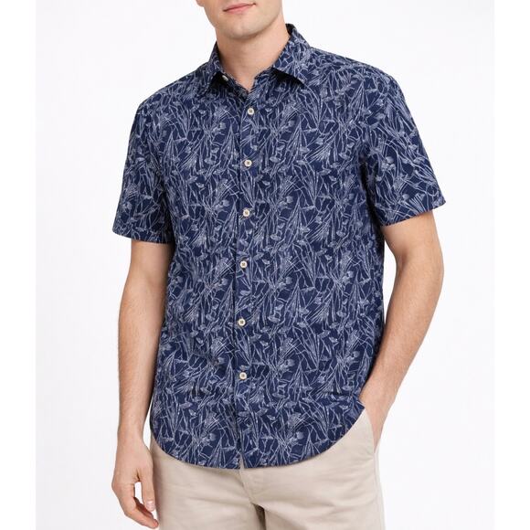 Banana Republic Other - Banana Republic Blue & White Linen Floral Slim Fit Button Up Shirt Size L